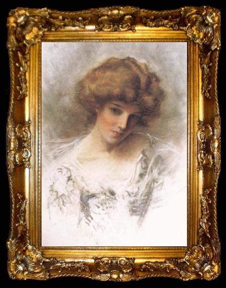 framed  George gibbs Woman in Lace, ta009-2